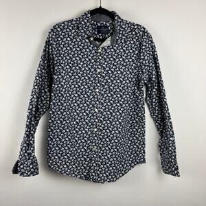 NWOT American Eagle Blue White Floral Button-Down Shirt Size M Casual Dressy‎